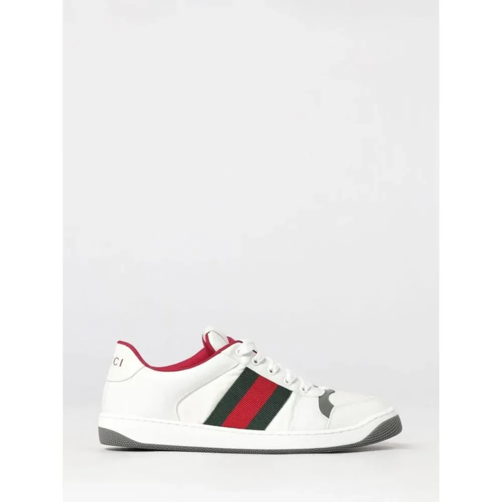 Screener Sneakers Gucci In Nylon And Leather With Web Detail And A Rubber Sole